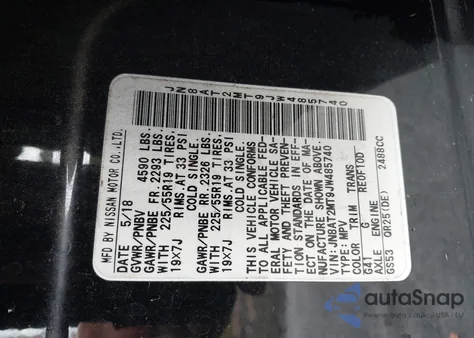 2018 Nissan Rogue Sl from USA, damaged, VIN JN8AT2MT9JW485740